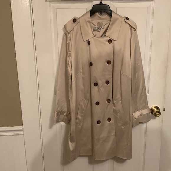 NEW Joan Rivers Classic Double~Breasted Trench Coat Belted Collar SZ 2X - Picture 1 of 16